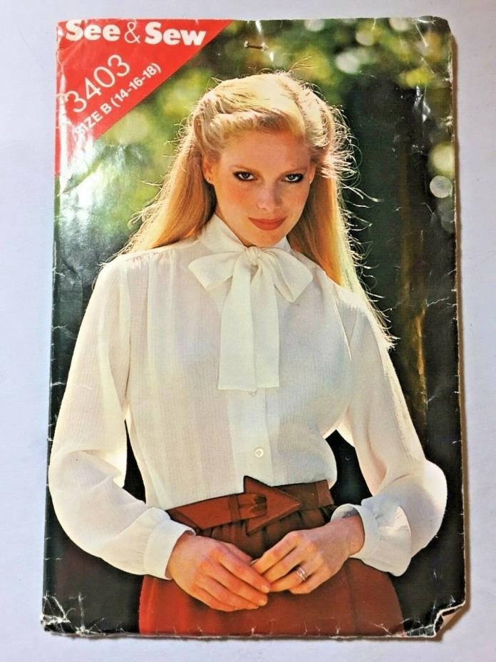 Butterick 70's vintage See & Sew 3403 Misses Blouse Pattern - Size 14/16/18