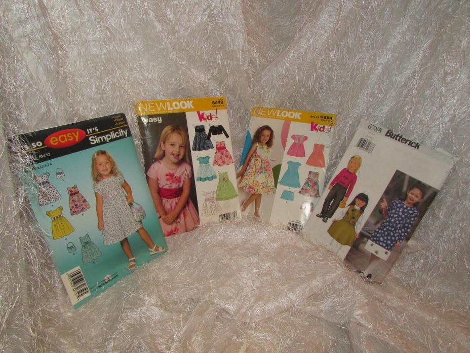 sewing patterns girls 2 NEW LOOK 1 SIMPLICITY 1 BUITTERICK (3 NEW 1 USED) (e)
