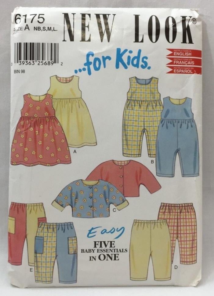2010s New Look Sewing Pattern #6175 Infant Pants Tops Jumpsuit Dress NB-Lg 5071F