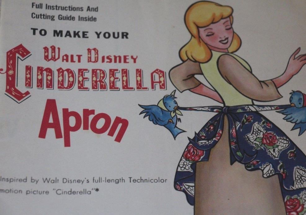 1950's Walt Disney Cinderella Apron Sewing Pattern Uncut/JC Penny Gift