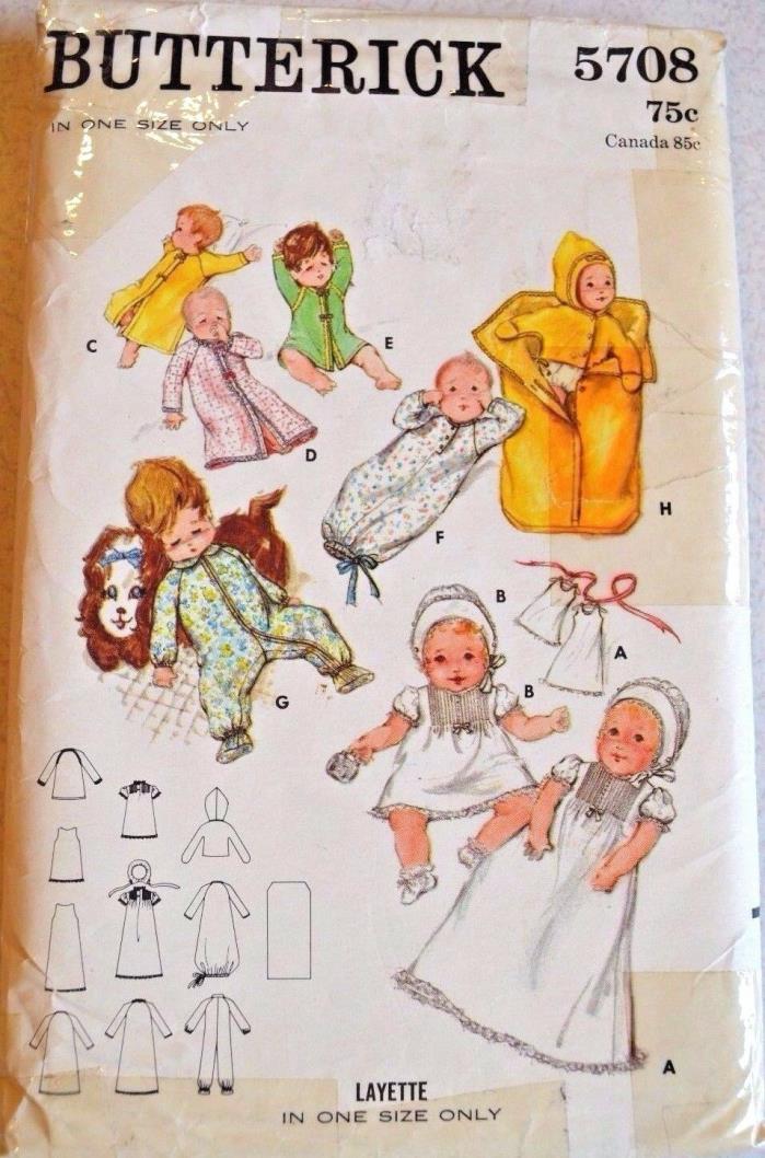 1970's Uncut Butterick #5708 Baby Newborn Size Layette Dress Pattern Petticoat