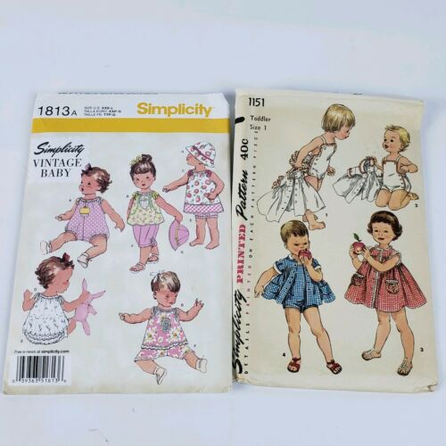 1950s Simplicity 1151 & 1813A Playsuit Sunsuit Dress Sewing PATTERN Toddler lot