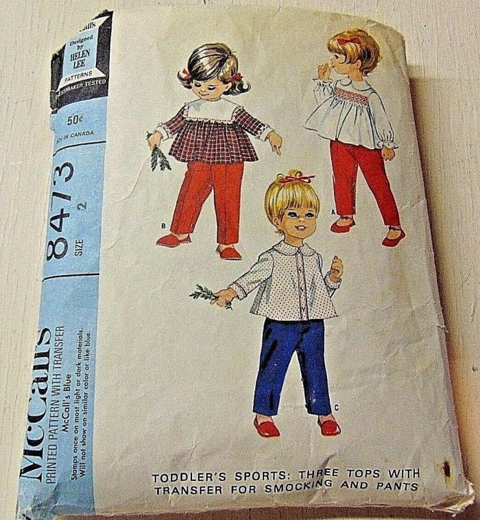 Vintage McCall's Toddler Sports Pattern #8473 Size 2 (Tops & Pants)