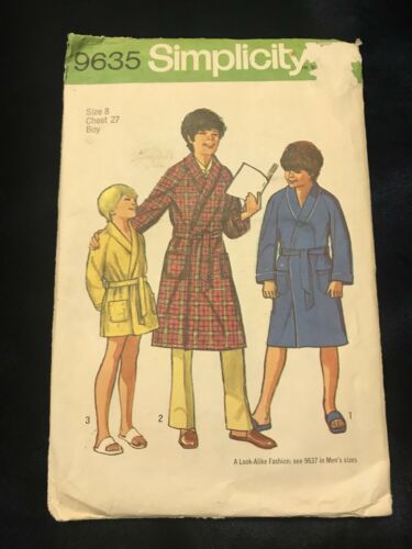 Simplicity Boys Youth Vintage Robe Sewing Pattern Size 8 1971