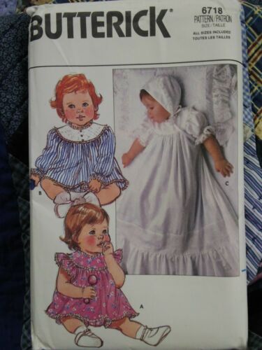 Butterick Pattern #6718 Baby Bonnet Christening uncut all sizes factory fold
