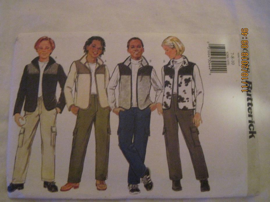 Butterick Sewing Pattern,  #6288 Boys/Girls Vest, Size 7-8-10 Uncut, 1999