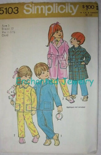 Childs Robe or Pajamas #5103 Size 3 Simplicity Pattern Un-Cut 1972