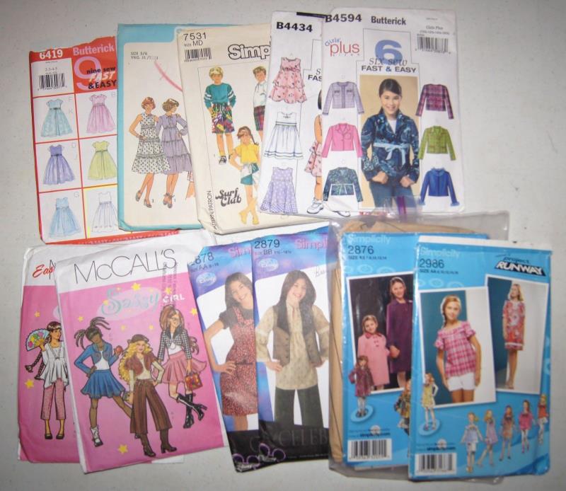Children's Fashion Sewing Patterns New and Vintage Used  Lot of 11