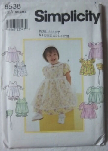 Baby Dress Pinafore Panties Bonnet #8538 NB-L Simplicity Pattern Un-Cut 1998