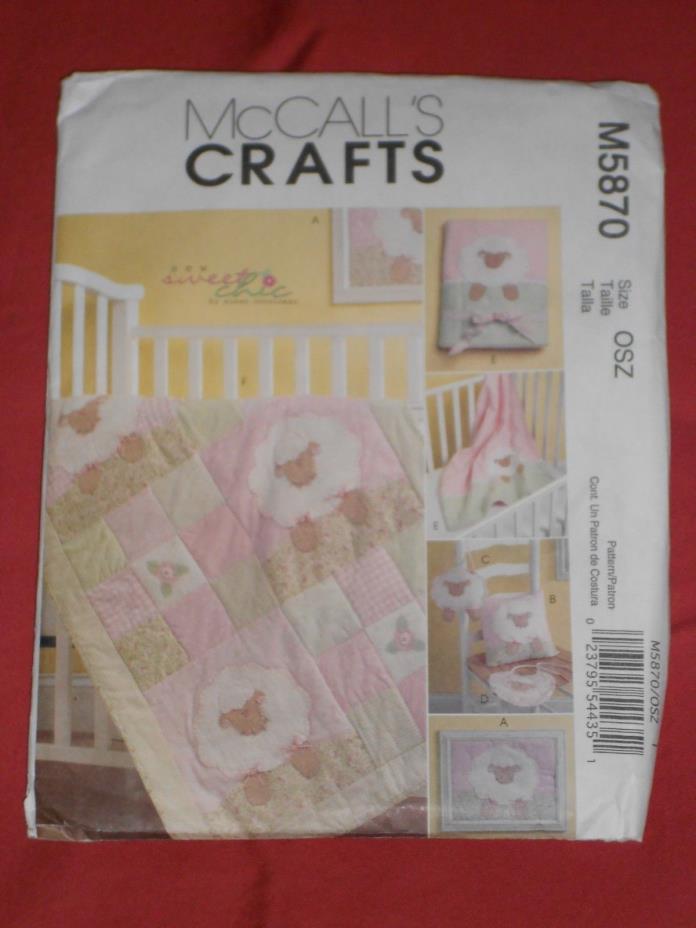 McCall's Pattern M5870 To Make Baby Quilt Blanket Pillow Toy Bib w/LAMB Theme