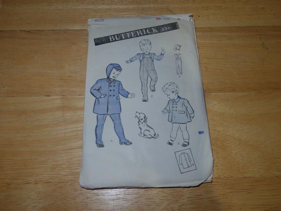 1940s Butterick 3629 Sewing Pattern - Boys Coat Helmet Leggings Size 1/2-1-2-3-4
