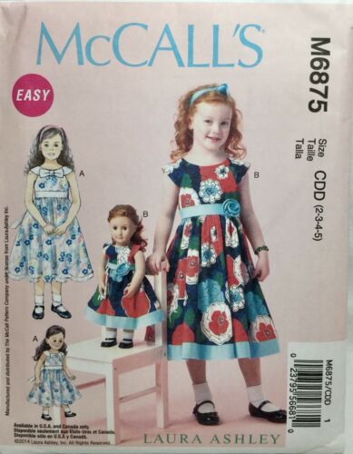 Laura Ashley LITTLE GIRLS DRESS MATCHING AG DOLL DRESS McCalls Pattern 6875 UC