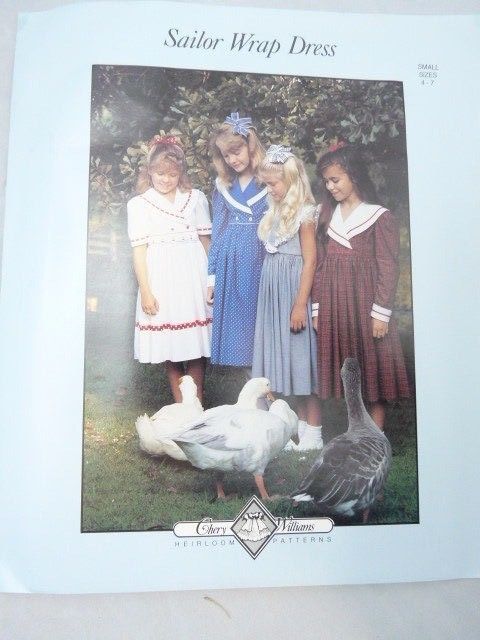 Cherry Williams Heirloom Patterns Sailor Wrap Dress Small Sizes 4 - 7 1991 Uncut