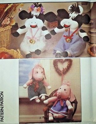 Simplicity 9228 Cow and Pig Pattern with Clothes Factory Folded  Uncut