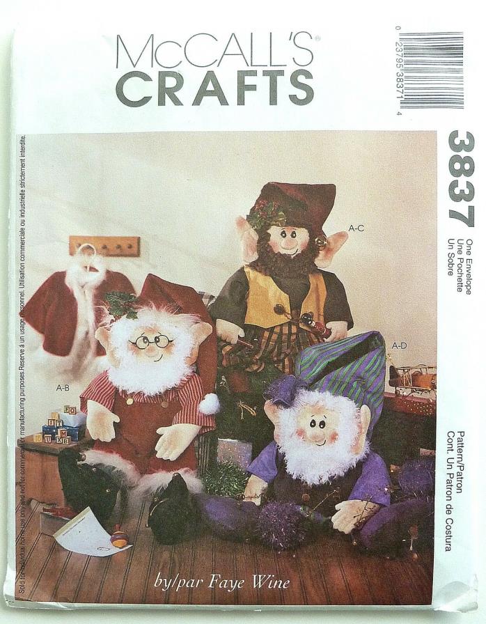 Santa Claus & Elf Dolls w/ Clothes McCall's 3837 Uncut - Designed by Faye Wine
