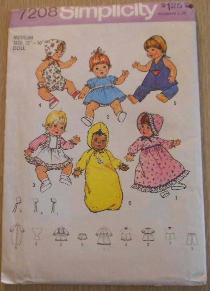 Vintage Simplicity Pattern # 7208, Wardrobe For Baby Dolls 15