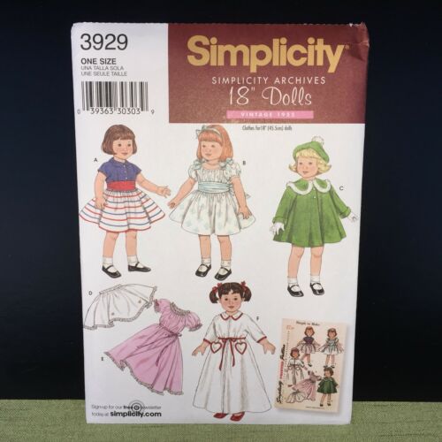 Doll Clothes SEWING PATTERN Simplicity 3929 18