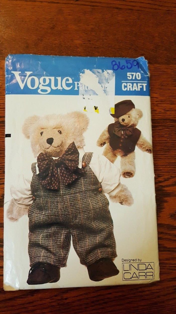 Vogue 570 8659 Clothes for Vogue Bear Pattern Linda Carr- Uncut