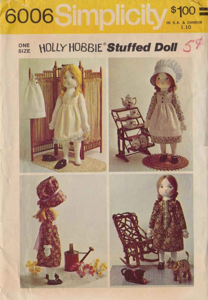UNCUT Vintage 1973 HOLLY HOBBIE DOLL & CLOTHES Simplicity Sewing Pattern #6006
