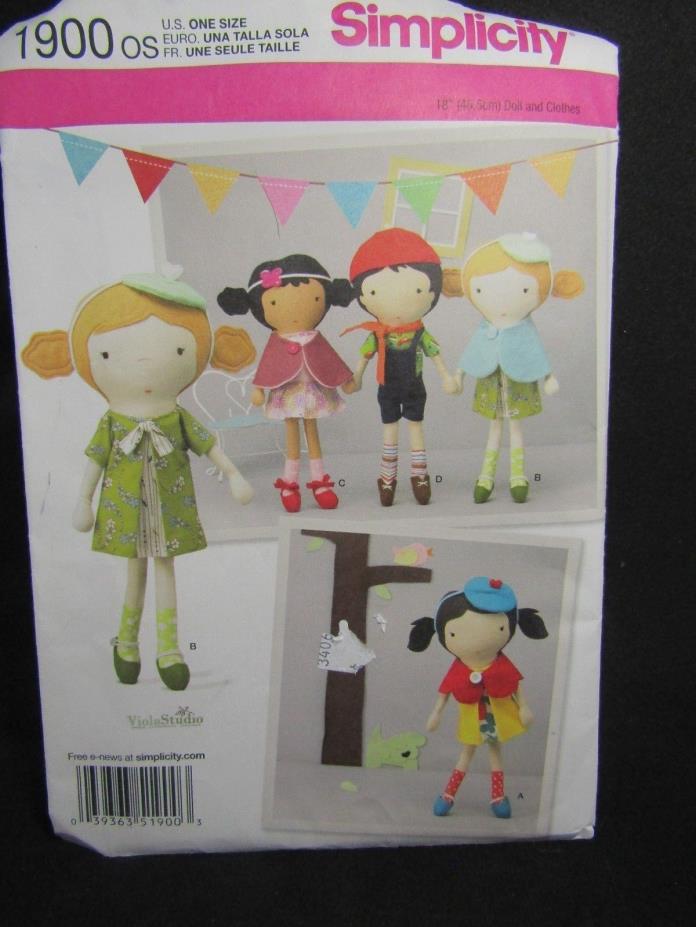 Sewing Pattern Simplicity 1900 Crafts Dolls New Uncut C1-25