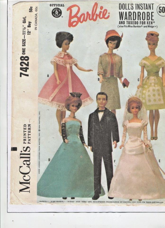 VINTAGE -1964 - STYLISH - BARBIE AND KEN - INSTANT-  DOLL WARDROBE-PATTERN -#3