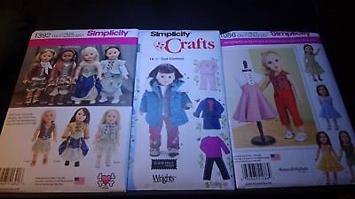 DOLL CLOTHES PATTERNS Lot 3 NEW Were $51 Simplicity 1392 1086 5733 Heigl 18