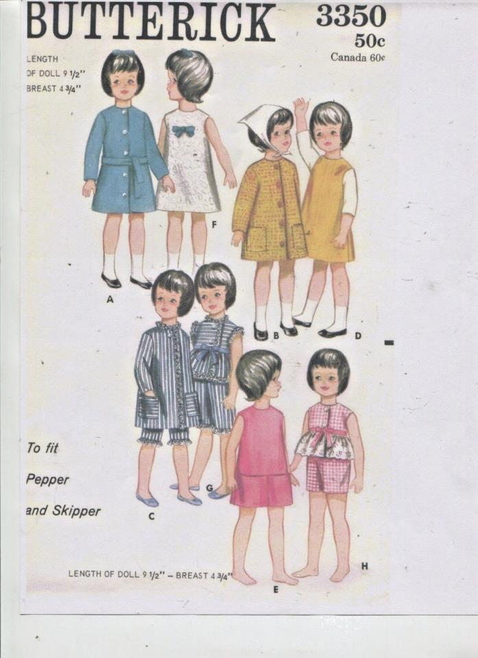 VINTAGE -1963- SKIPPER-PEPPER ETC.- DOLL  WARDROBE PATTERN -#9