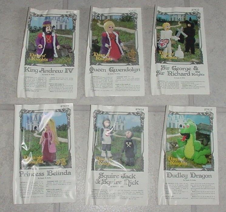Rare Lot of 6 Annie's Attic 1983 OOP Days of Knights Crochet Patterns Dragon +