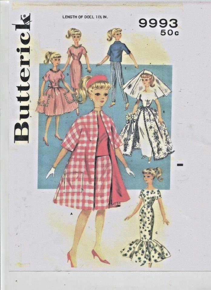 VINTAGE - 1965 - BARBIE BRIDAL GOWN & TROUSSEAU -  DOLL WARDROBE PATTERN -#6