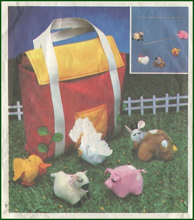 1970s Vintage Farm Animal Barn Carry Case Pig Duck Cow Lamb Chick Sewing Pattern