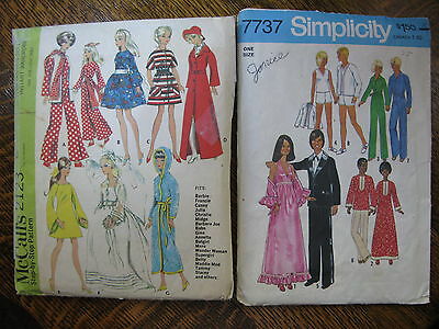 Vintage McCalls 2123 Simplicity 7737 Sewing Patterns x2 Barbie 11