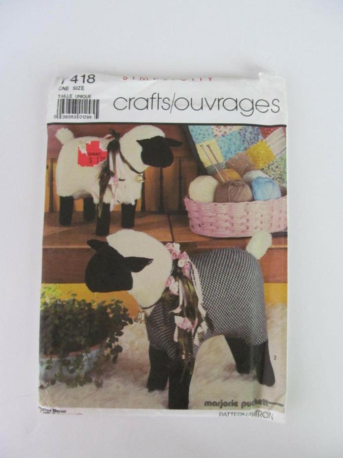 McCalls 7418 Stuffed Sheep Toy Marjorie Puckett Patchwork Uncut 1986