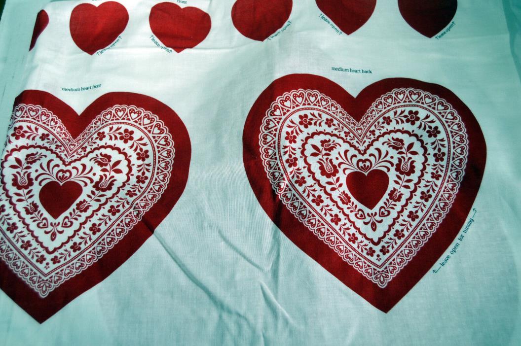Lot 3 Vintage VIP Cranston Fabric Screen Prints Red Hearts Wall Hangings