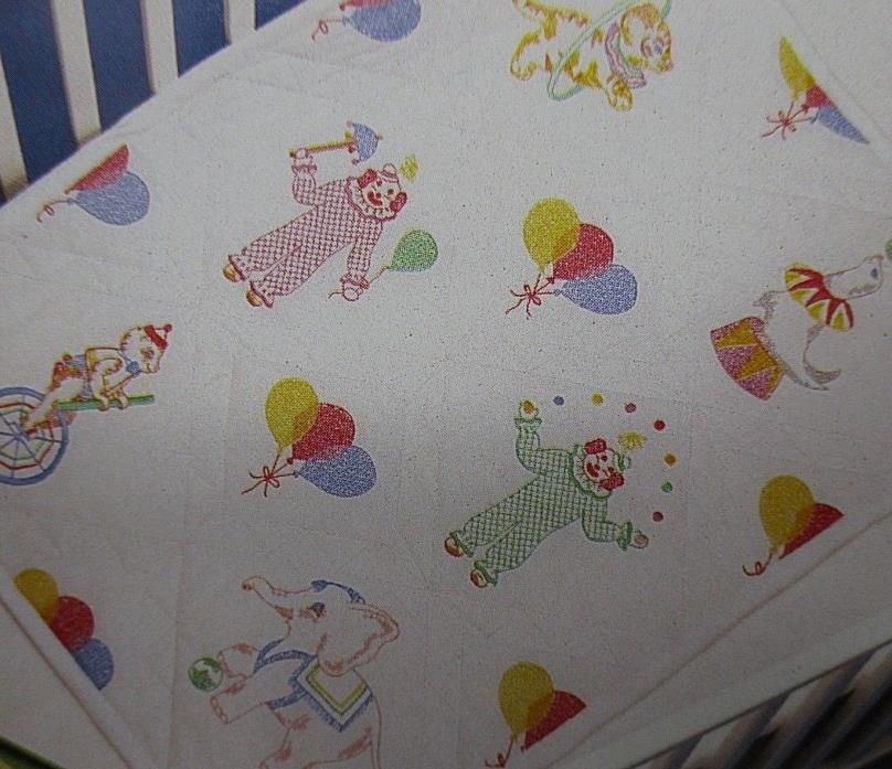 Clown Circus Embroidery Stamped Quilt Top Pattern