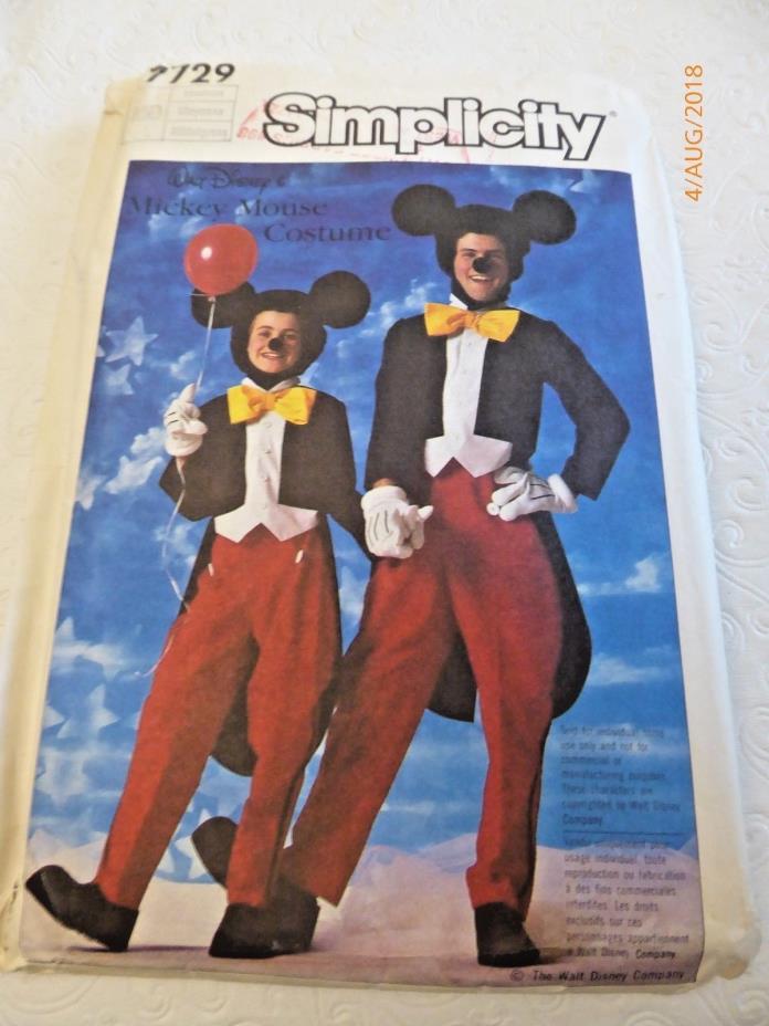 Vintage Simplicity Pattern #7729 Adult and Child's Mickey Mouse costumes