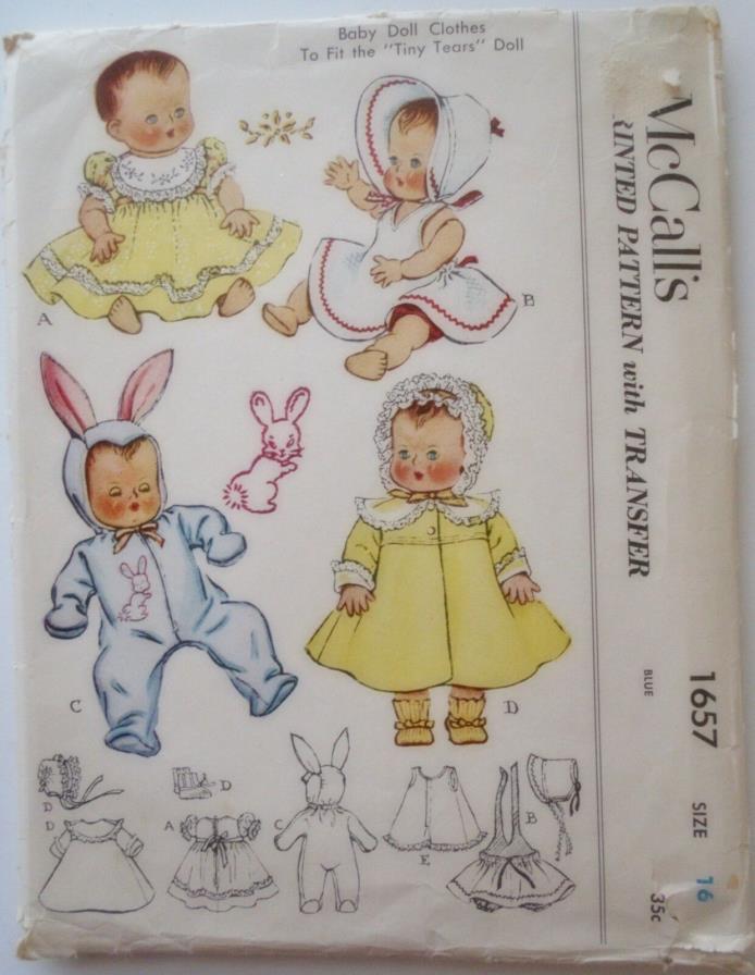 Vintage McCall's Sewing Pattern #1657 Clothes For 16