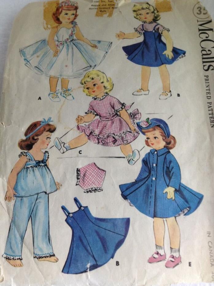 Vintage 1955 McCalls Sewing Pattern Toni Dolls Sweet Sue Ayer + 14