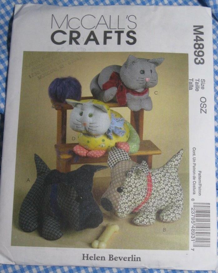McCall's Crafts pattern M4893 by Helen Beverlin Calico Pets NEW Un-cut