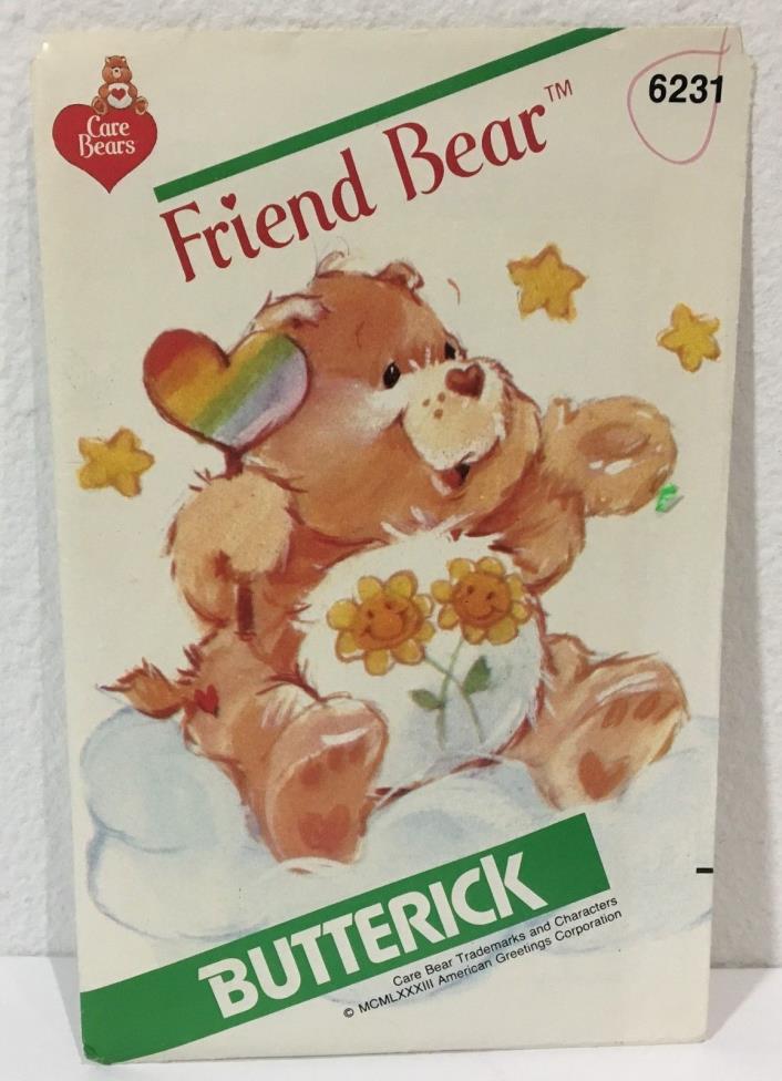 Vtg Butterick 6231 Friend Care Bear Stuffed Animal Toy Craft Sewing Pattern New