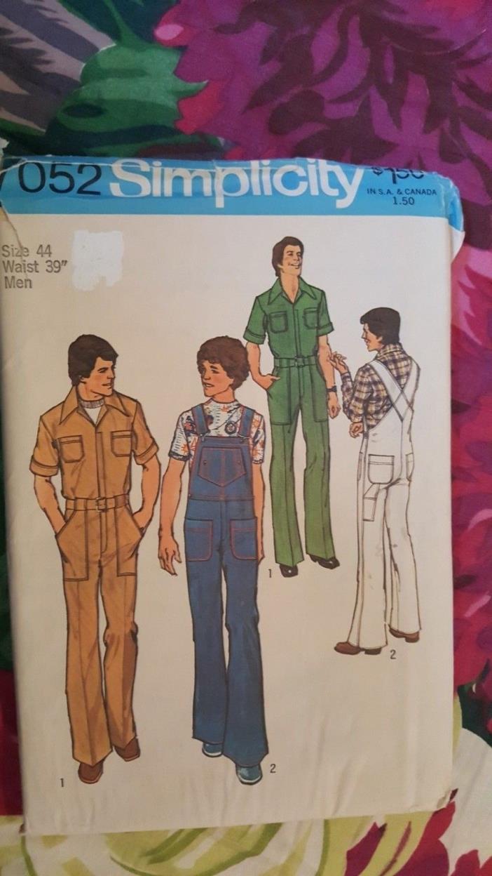 Vintage Simplicity Pattern 7052 Mens Coveralls Overalls Size 44
