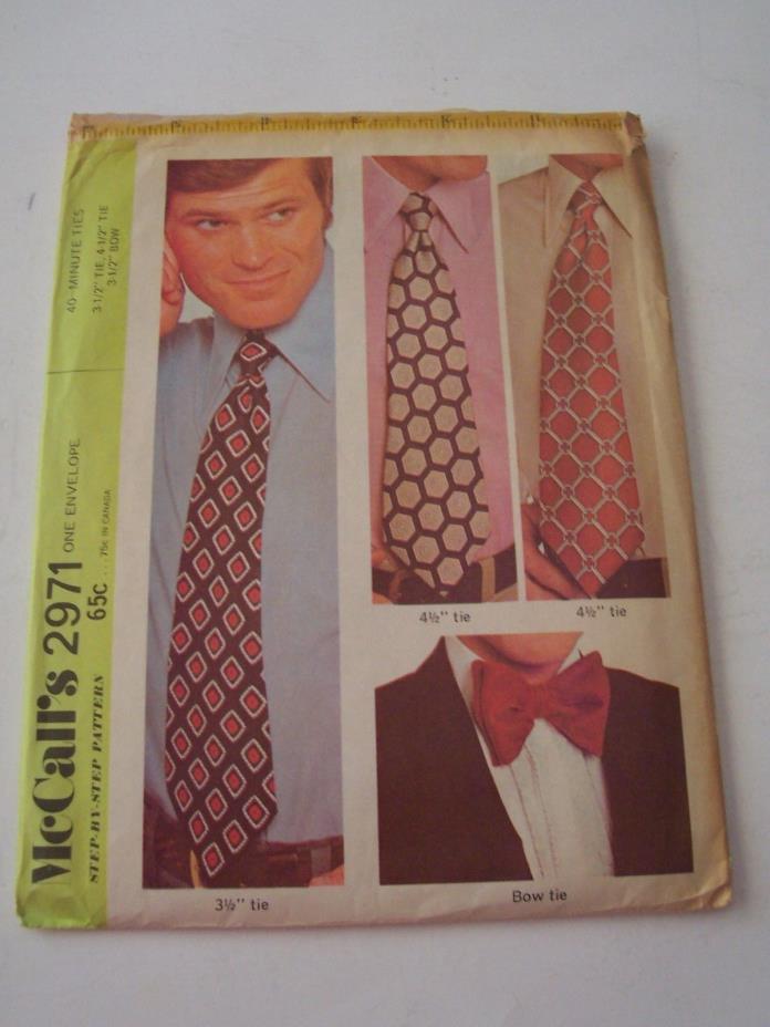 1971 MCCALL'S SEWING PATTERN #2971 - 40 MINUTE TIES - COMPLETE WITH INSTRUCTIONS