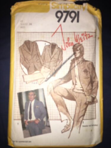Simplicity 9791 Vtg Uncut John Weitz Mens Pants Blazer Size 42 Waist 36 Pattern