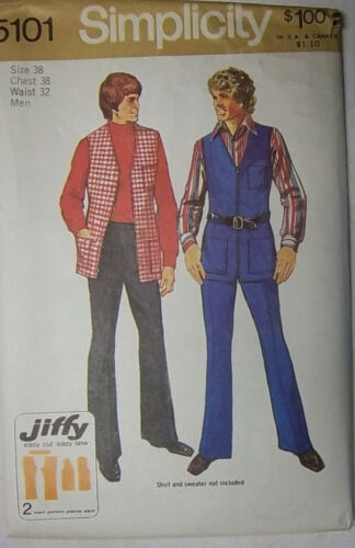 Mens Tunic & Pants #5101 Size 38 Simplicity Pattern Un-Cut 1972