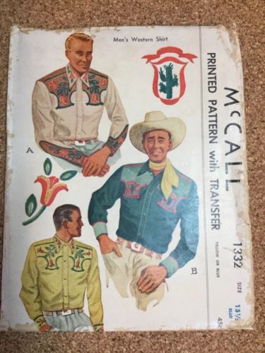 1947 McCalls Sewing Pattern 1332. The Singing Cowboy. Uncut, Factory Fold.