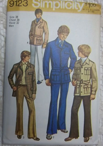 Mens Suit #9123 Size 38 Simplicity Pattern Un-Cut 1970