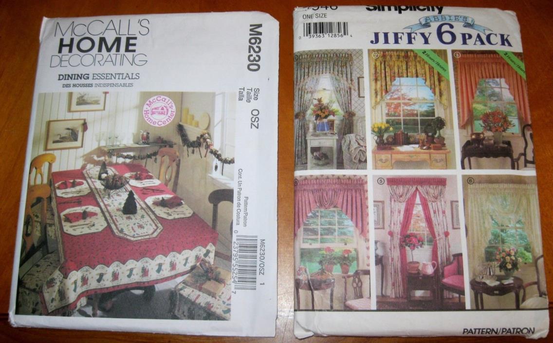 7946 M6230  Sewing Pattern Abbie's Jiffy 6 Pack Drapes Curtains Tablecloth chair