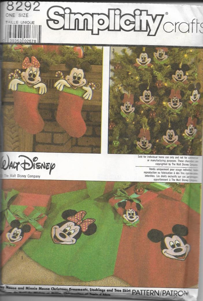Simplicity Crafts Pattern 8292 Mickey and Minnie Mouse Christmas Ornaments 1987