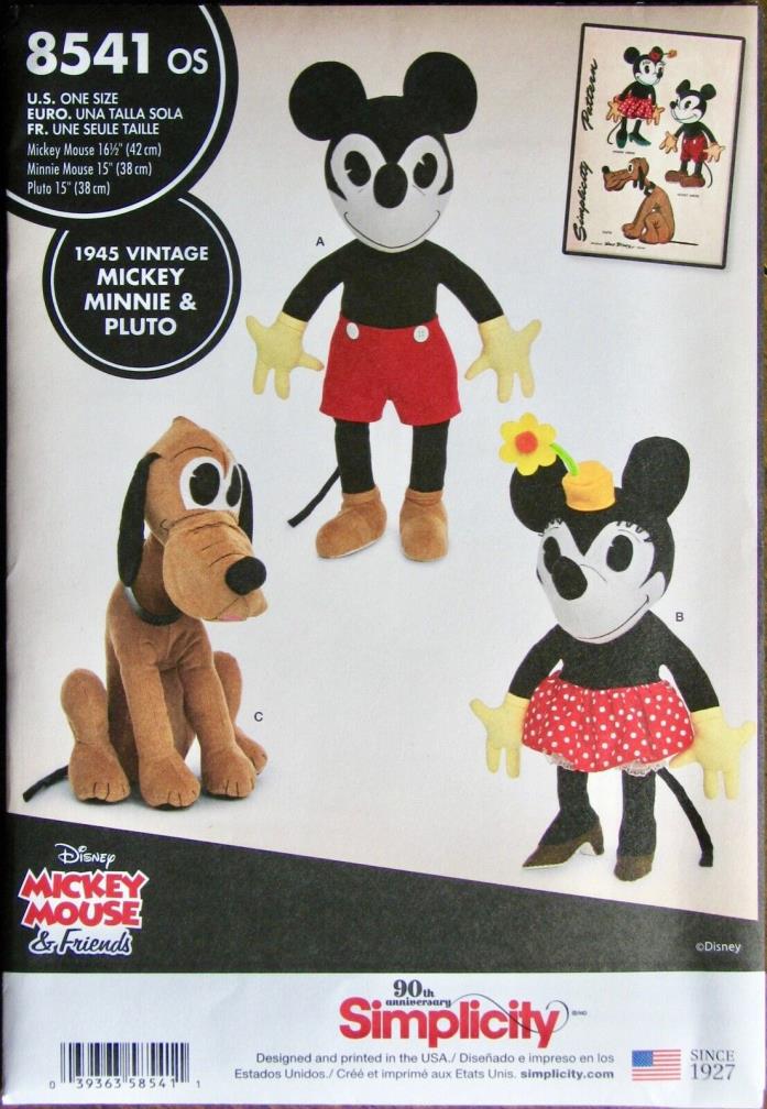 Simplicity 8541 - Craft, Sewing Pattern - Vintage Disney Mickey, Minnie & Pluto
