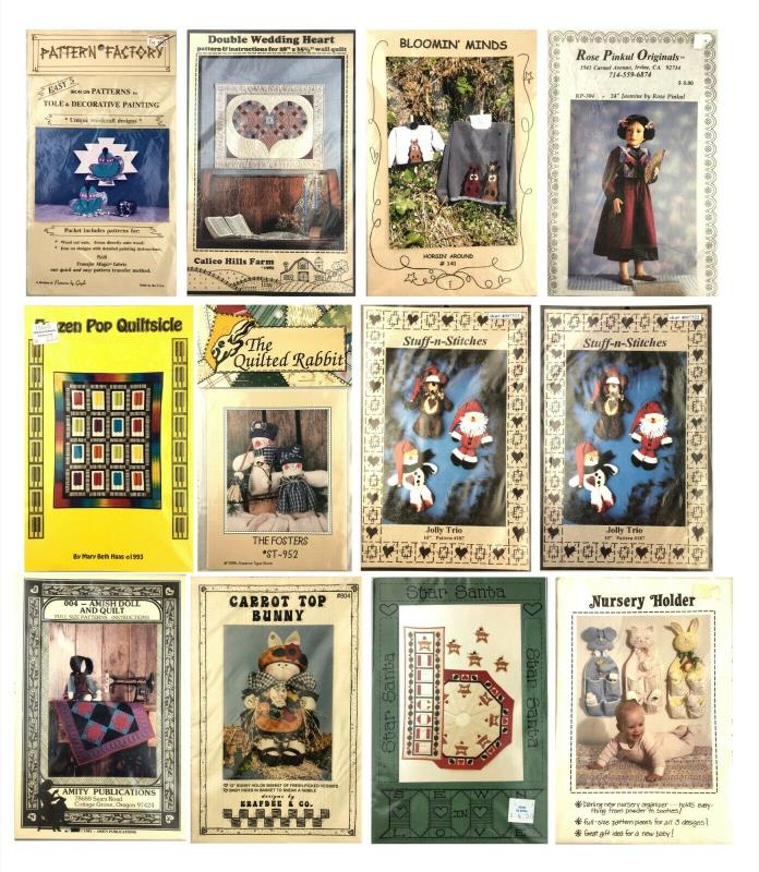Lot of 12 Pre-Cut Packaged Craft Projects with Patterns Country Folk Primitives