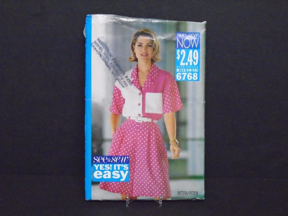 1993 See & Sew Pattern #6768 Size B (14-16-18) New & Uncut